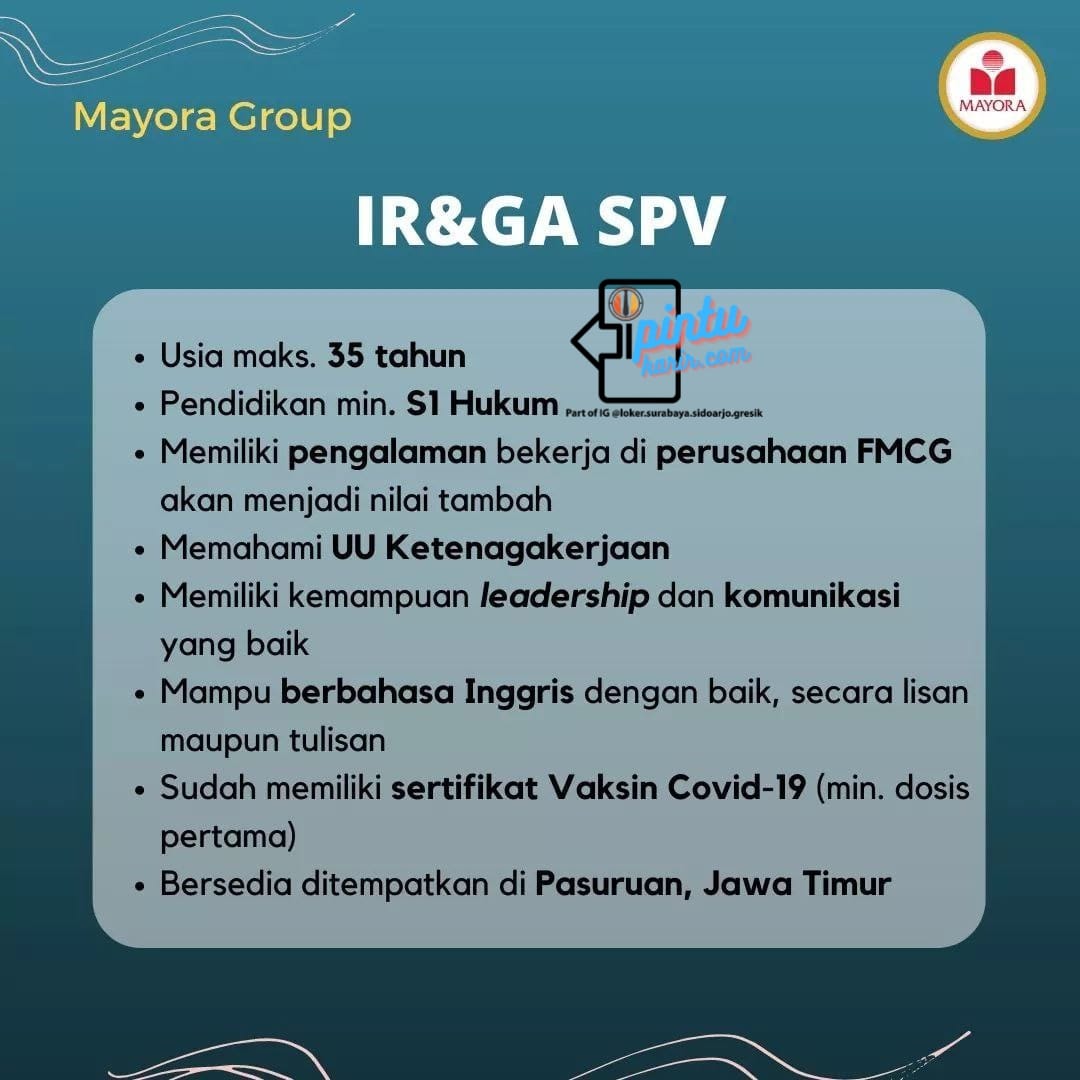 Lowongan Kerja Mayora Group - PintuKarir.com S1/D3