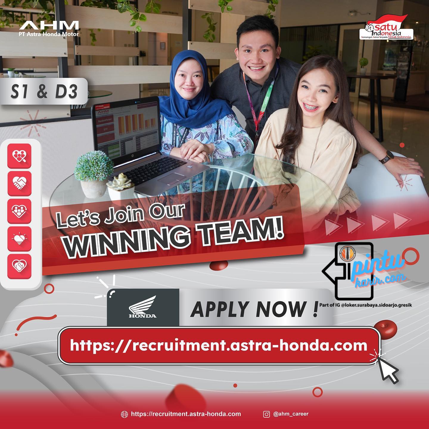 Lowongan Kerja Pt Astra Honda Motor Pintukarir S1